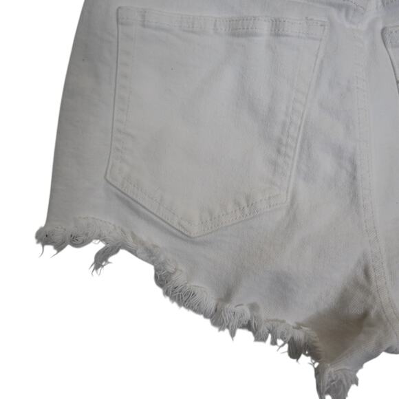 Zara Women's 4 High Rise White Cutoff Jean Shorts - Picture 6 of 8